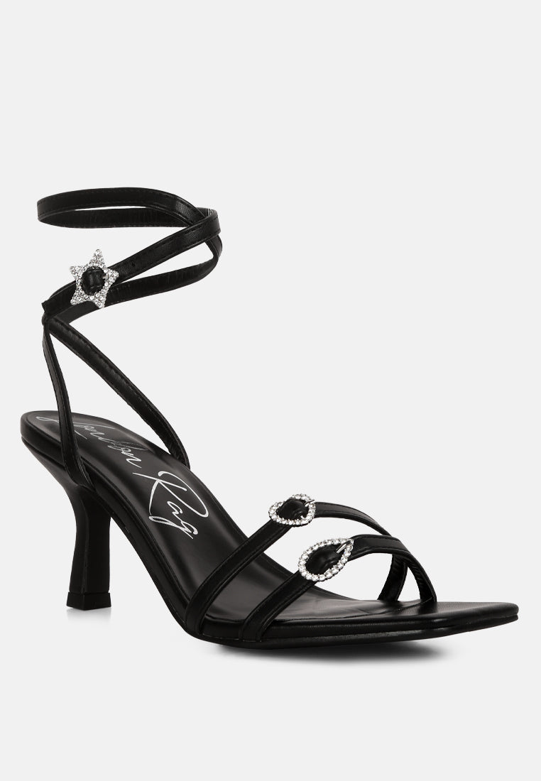 buckle high heel sandals#color_black