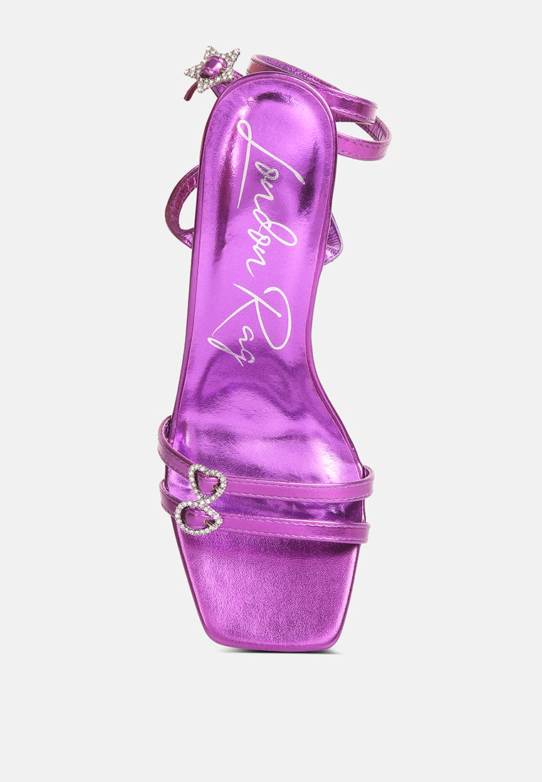 buckle high heel sandals#color_purple