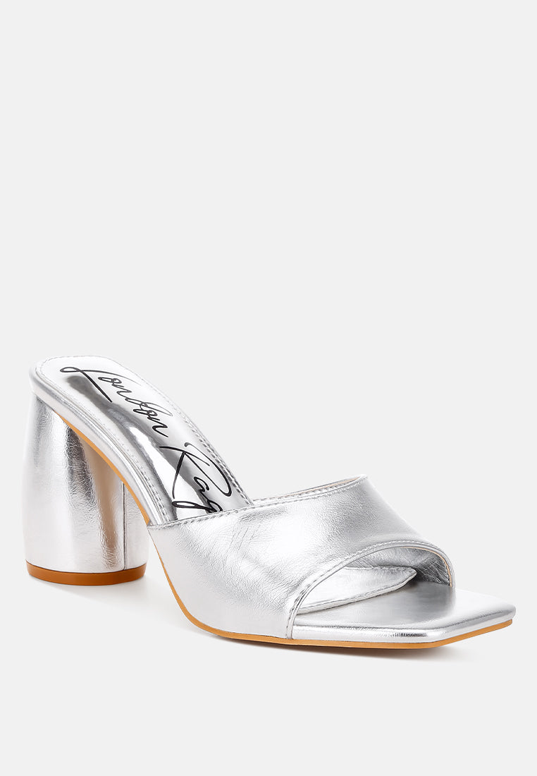 metallic faux leather slip on sandals by ruw#color_silver