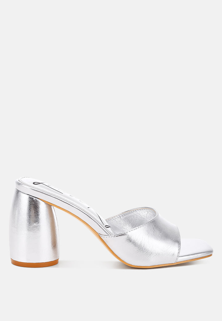 metallic faux leather slip on sandals by ruw#color_silver