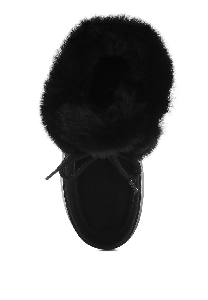 bunting faux fur collar flatform boots#color_black