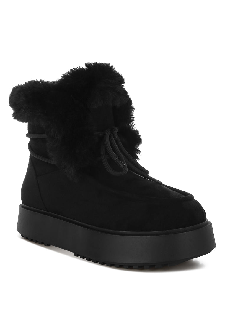 bunting faux fur collar flatform boots#color_black