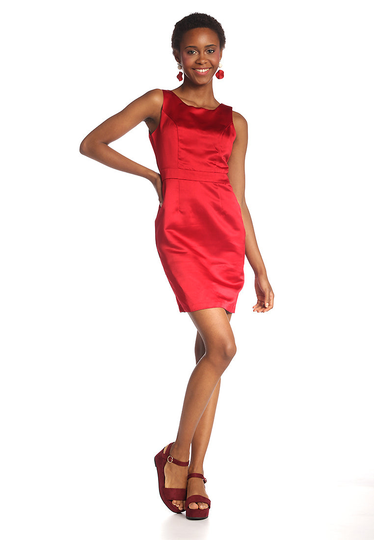 satin bodycon mini dress#color_burgundy