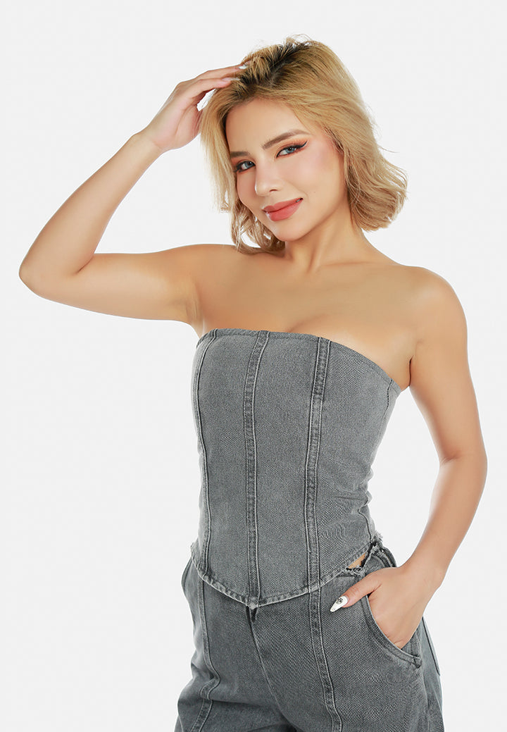 bustier corset top in grey by ruw#color_grey