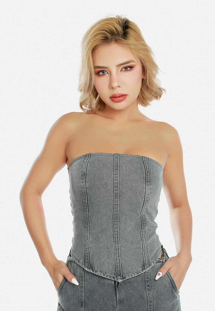 bustier corset top in grey by ruw#color_grey