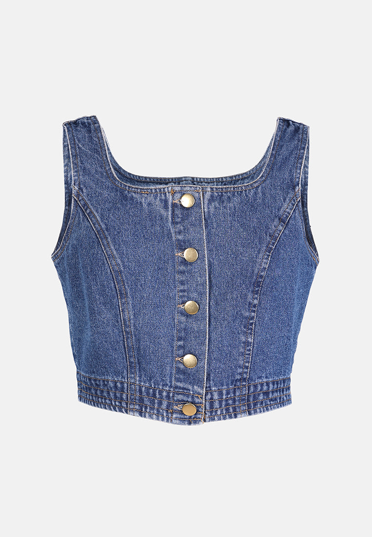 button down denim top by ft#color_blue