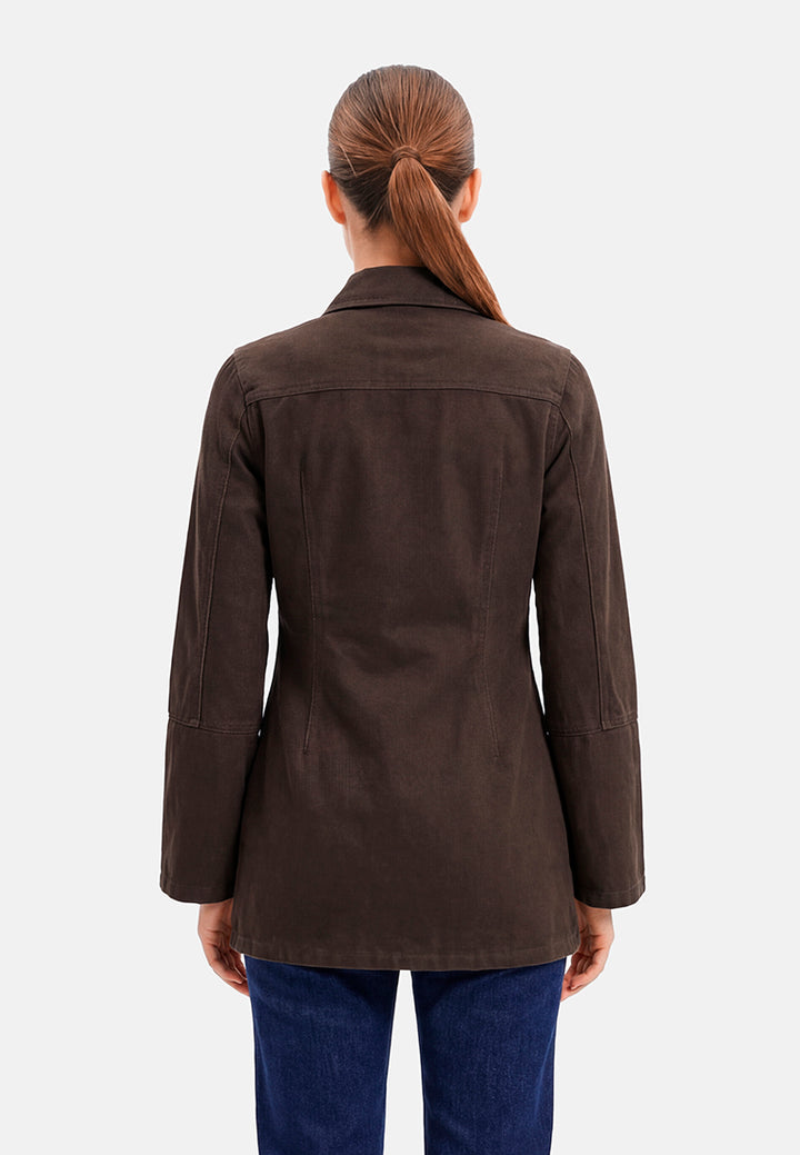 button up denim shirt dress#color_brown