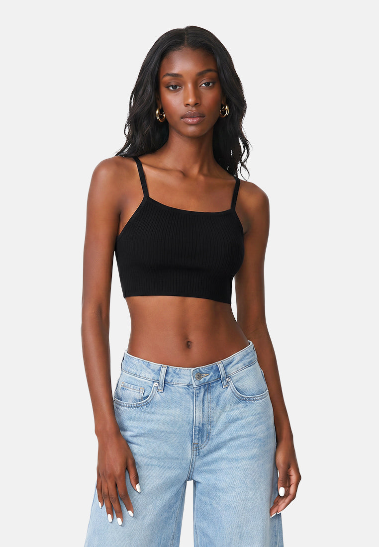 cropped camisole bralette#color_black