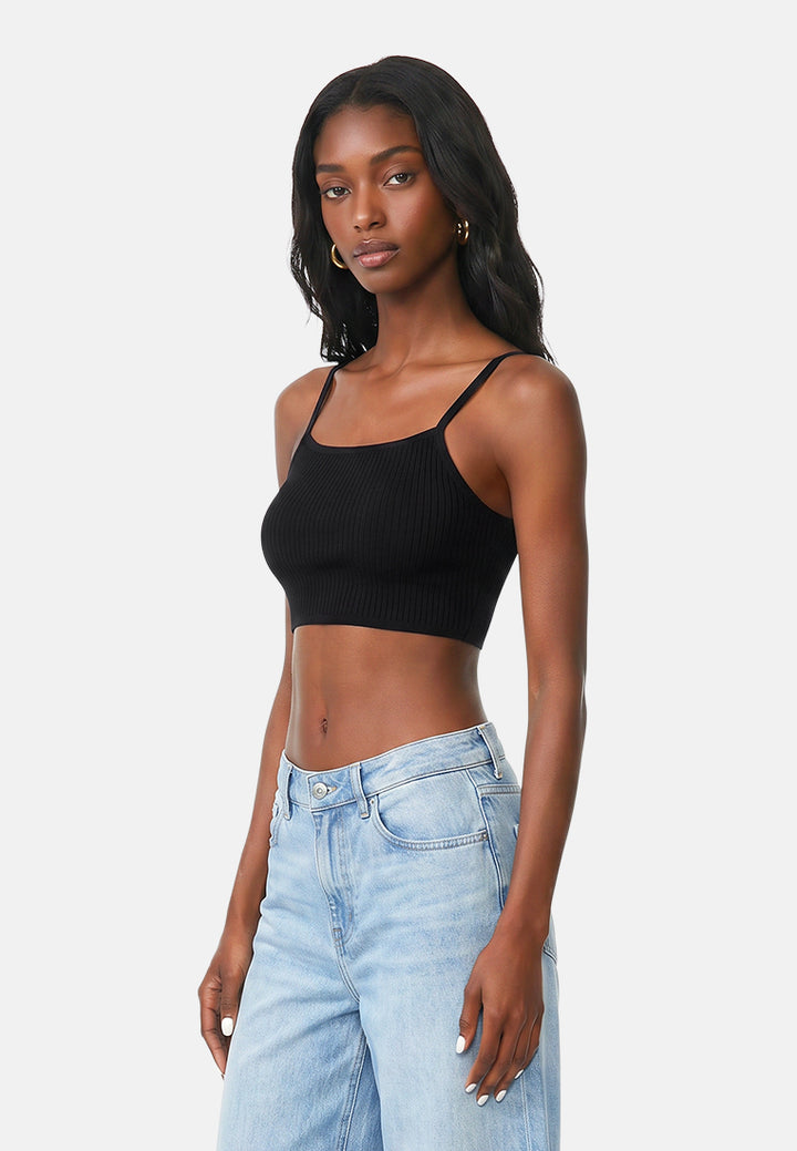 cropped camisole bralette#color_black
