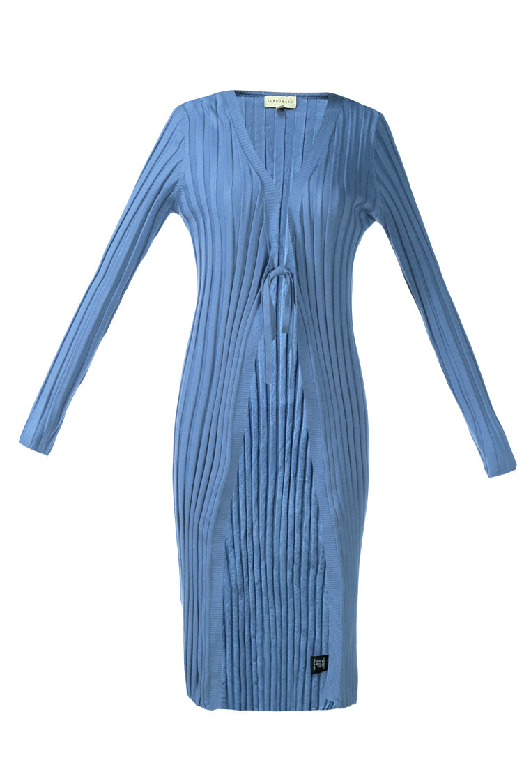 rib knit wrap shrug#color_denim