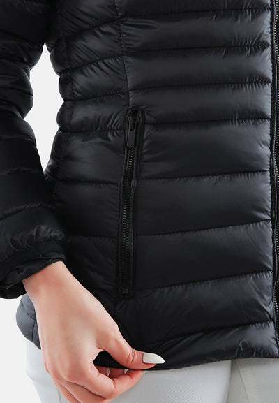 long sleeves puffer hoodie#color_black