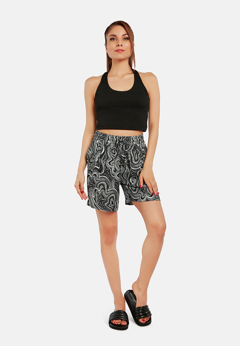 comfy drawstring shorts#color_black-wave