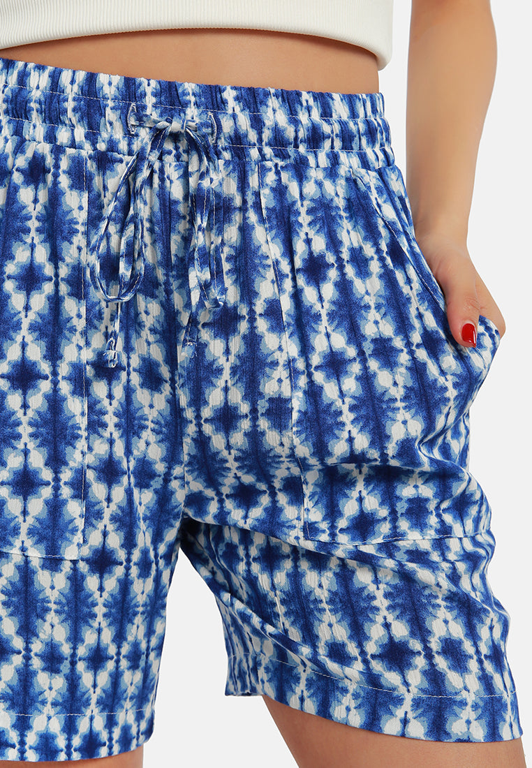 comfy drawstring shorts#color_blue-print