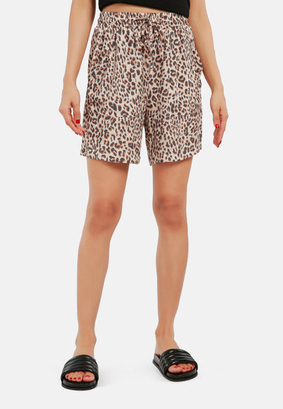 comfy drawstring shorts#color_leopard