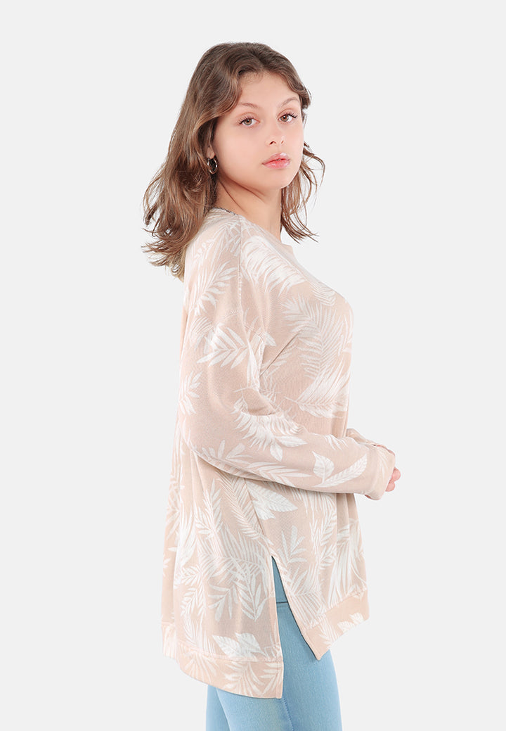 oversized fleece tunic#color_flower-print