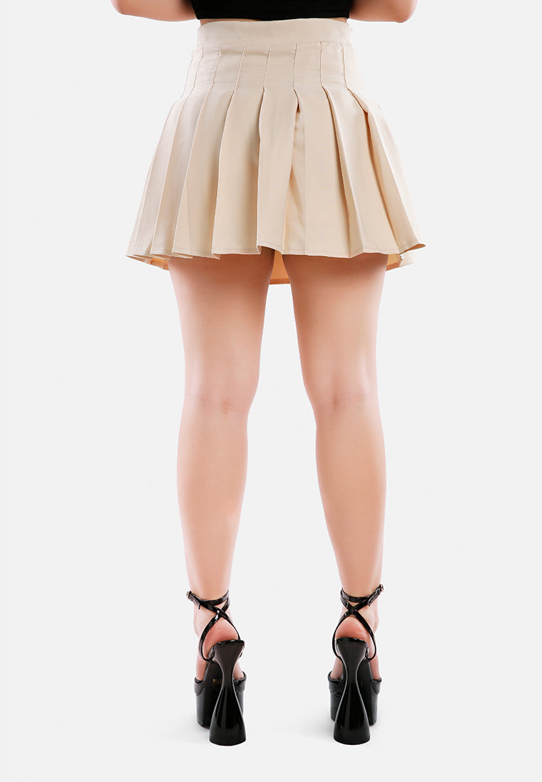 knife pleated mini skirt by ruw#color_beige