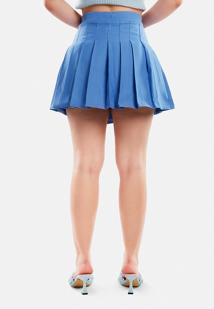 knife pleated mini skirt#color_blue
