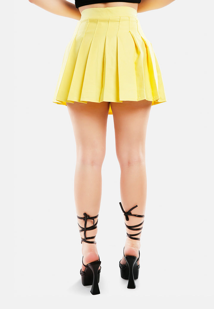 knife pleated mini skirt by ruw#color_yellow