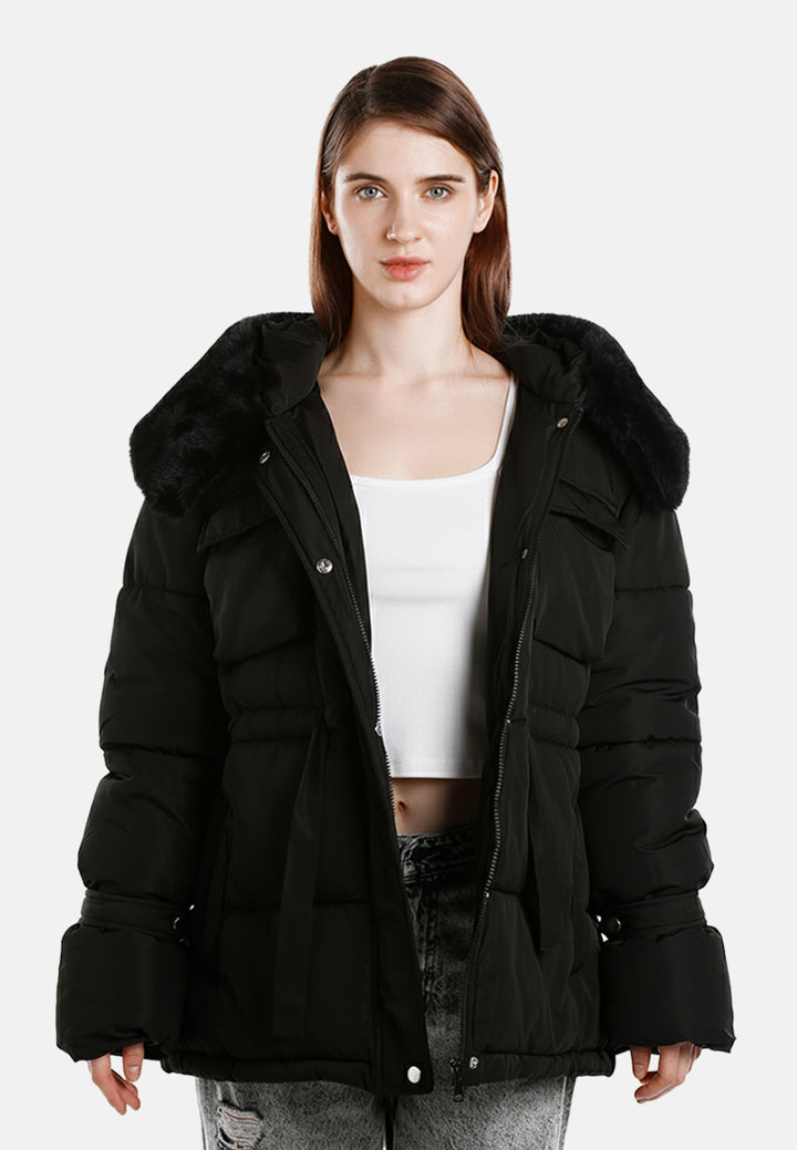 long puffer jacket hoodie by ruw#color_black