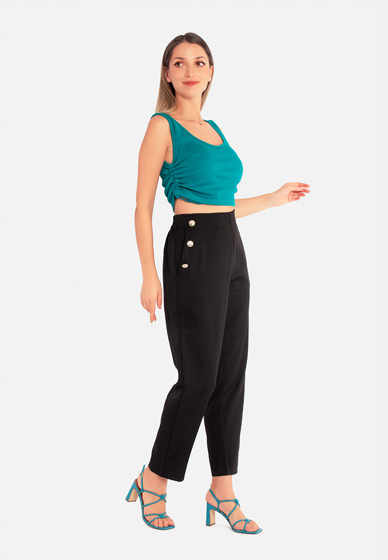 semi casual straight pants by ruw#color_black