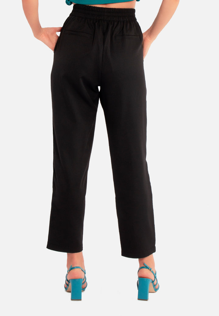 semi casual straight pants#color_black