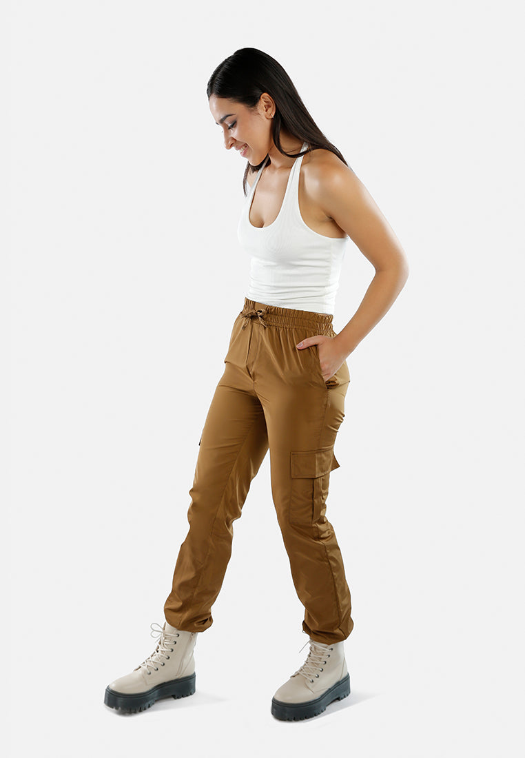 high waist semi casual trousers#color_khaki