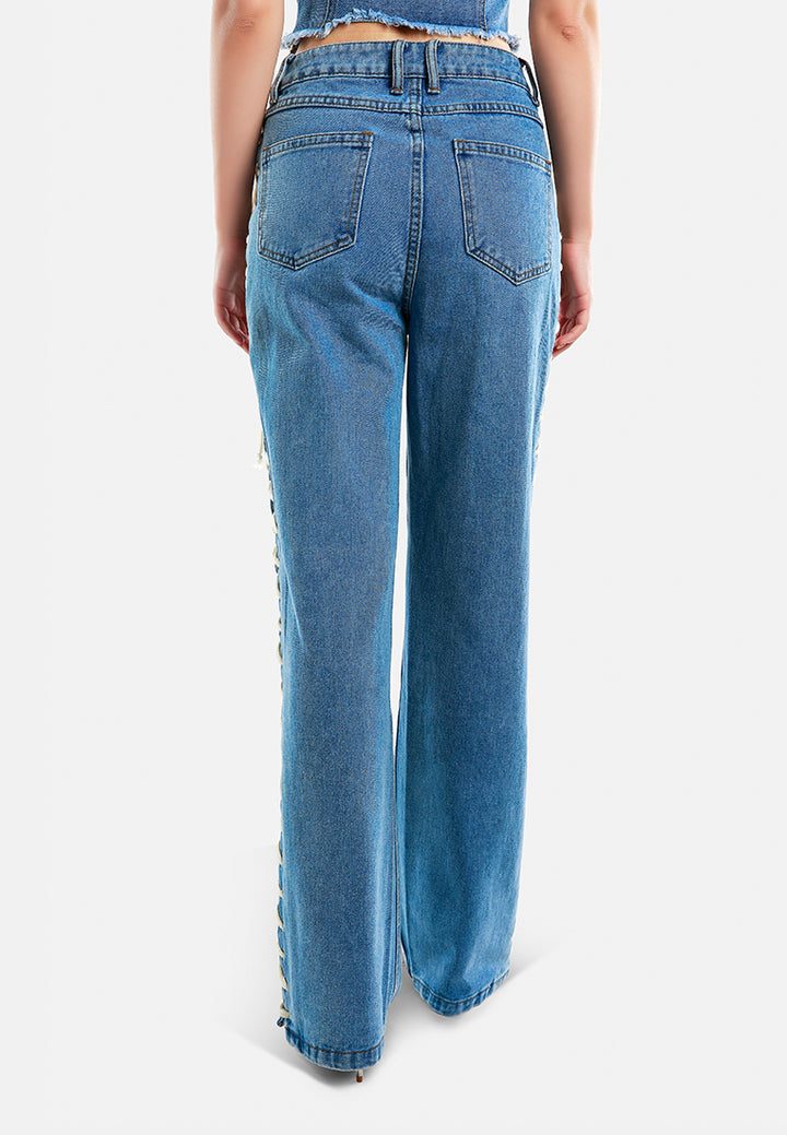 lace up denim trousers#color_light-blue