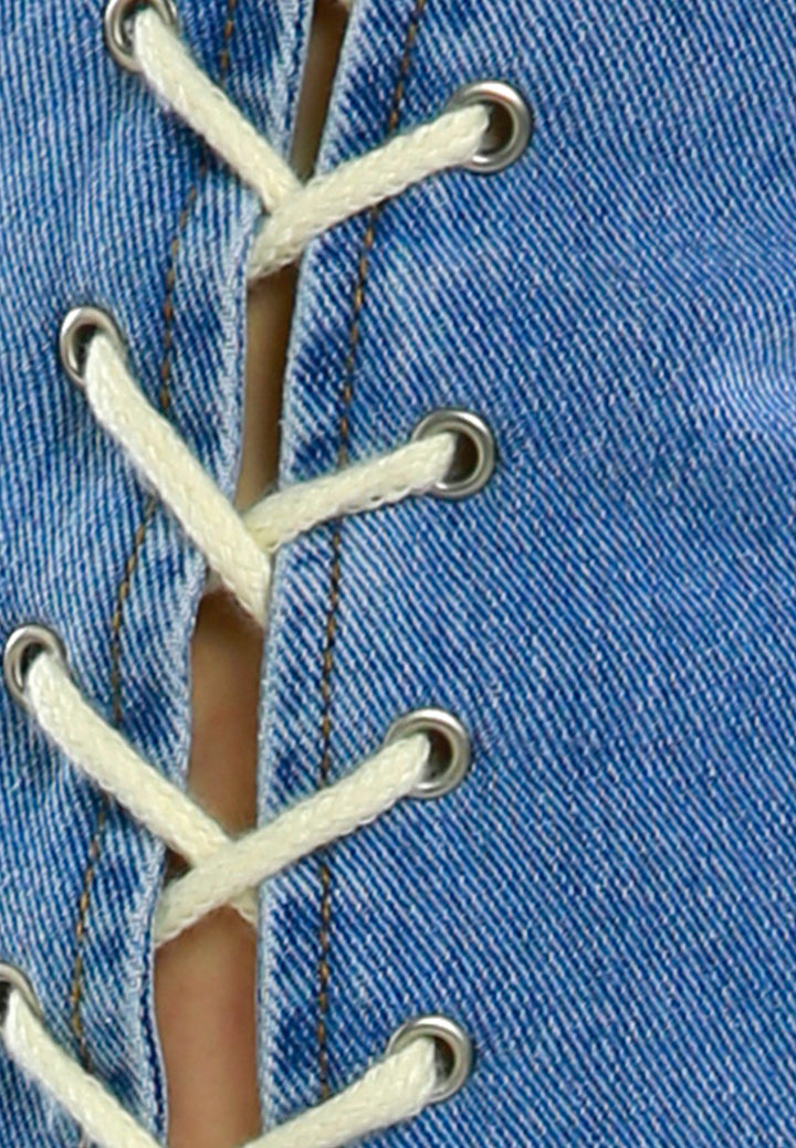 lace up seam denim mini skirt#color_jeans-blue