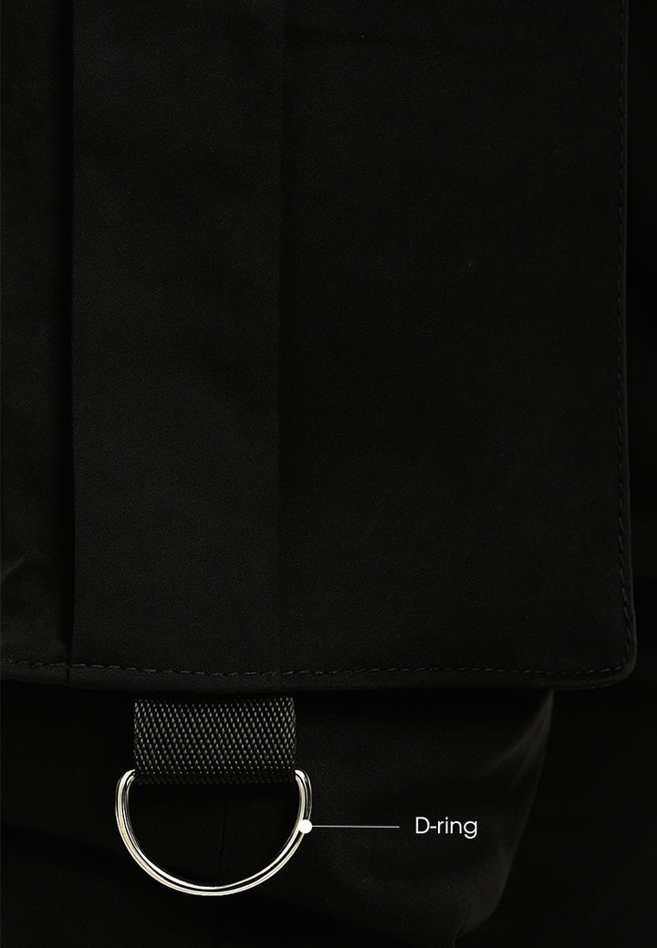 drawstring utility pocket cargo pants#color_black