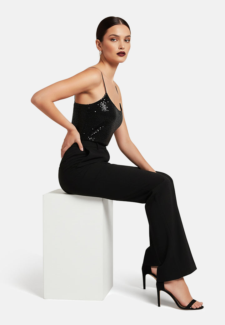 sequin sleeveless top#color_black