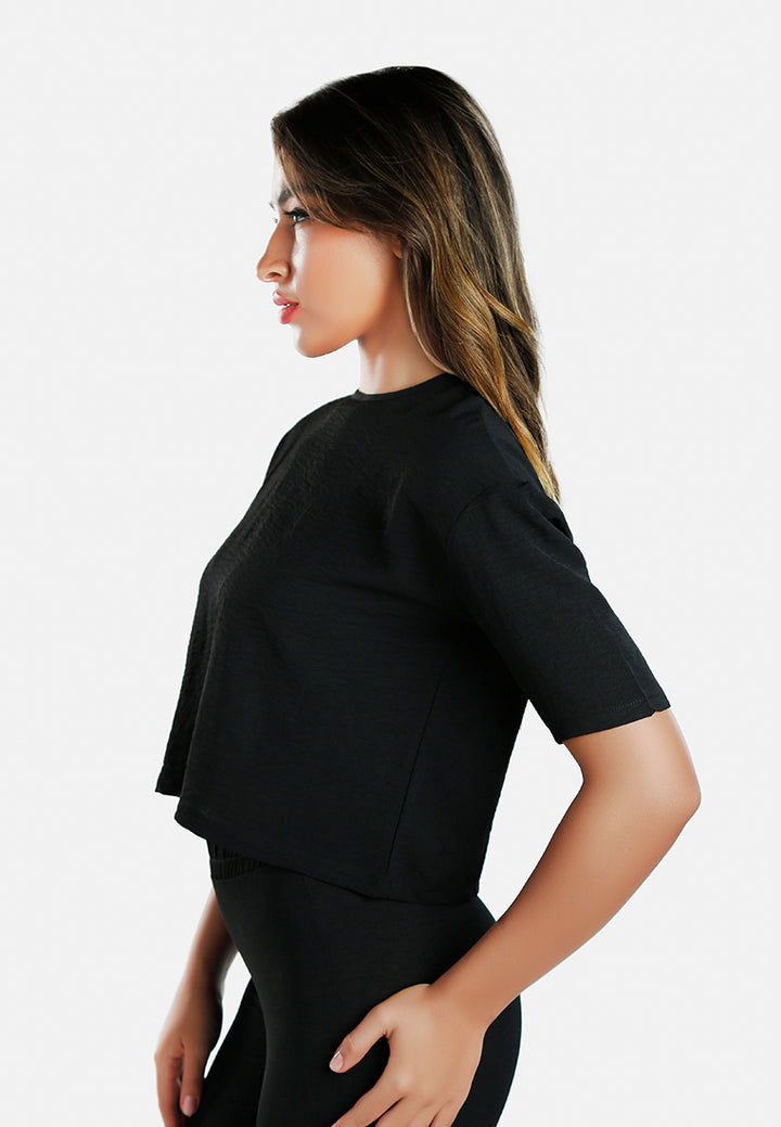 half sleeves top & capris coord set by ryw#color_black