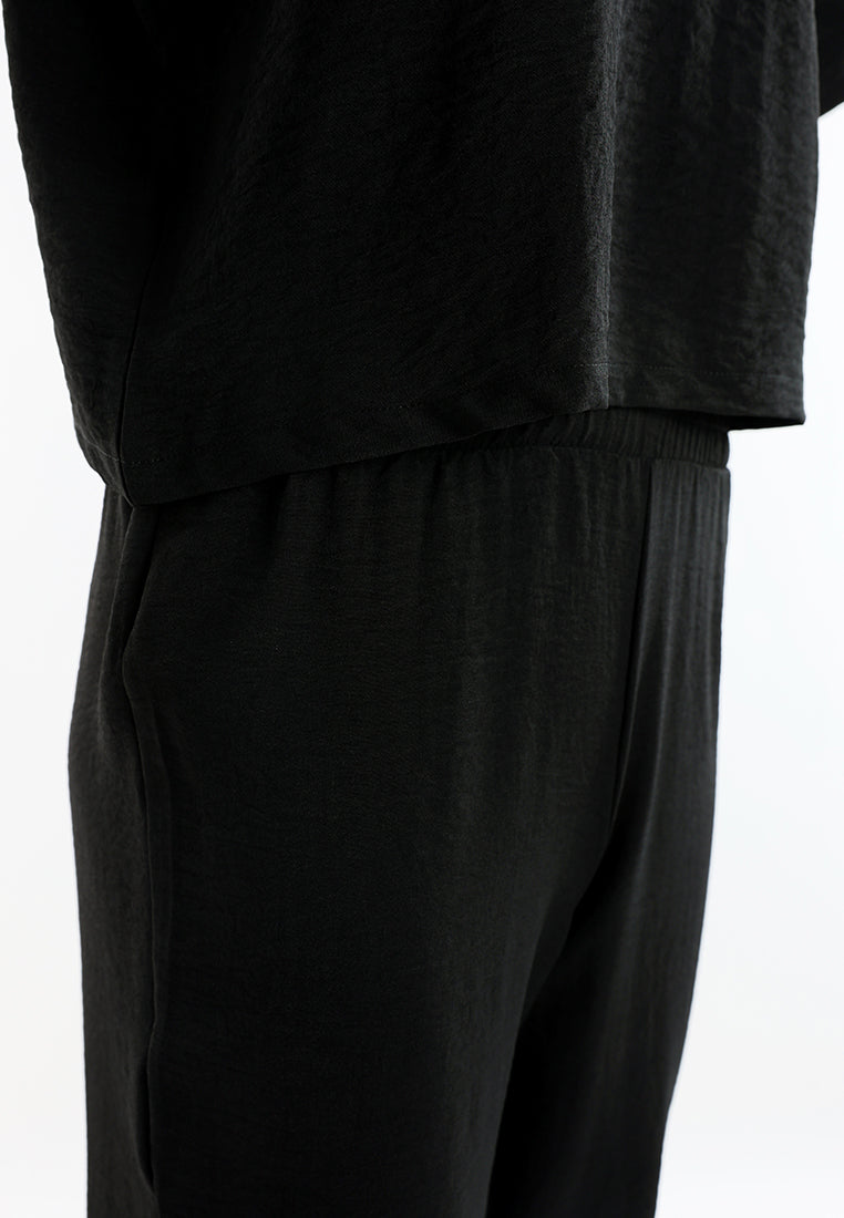half sleeves top & capris coord set by ryw#color_black