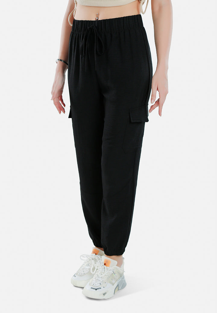 high-rise cargo drawstring pants by ruw#color_black