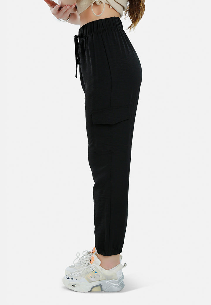 high-rise cargo drawstring pants by ruw#color_black