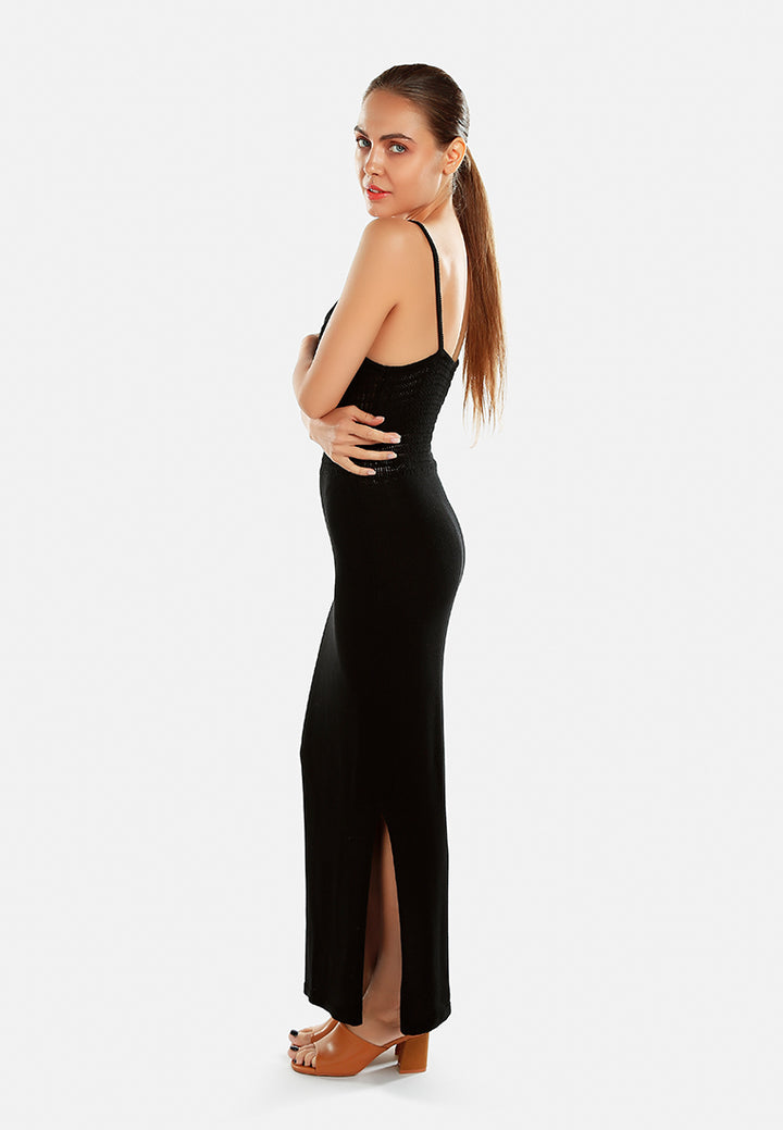 straight side slit dress by ruw#color_black