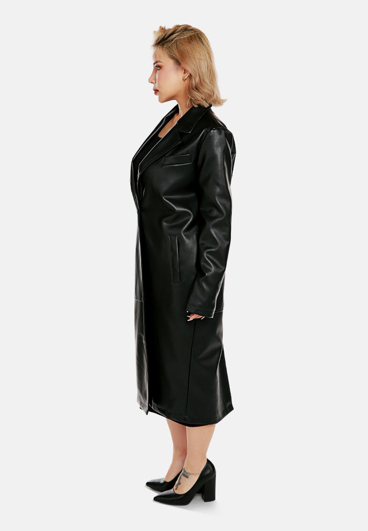 faux leather long coat by ruw#color_black