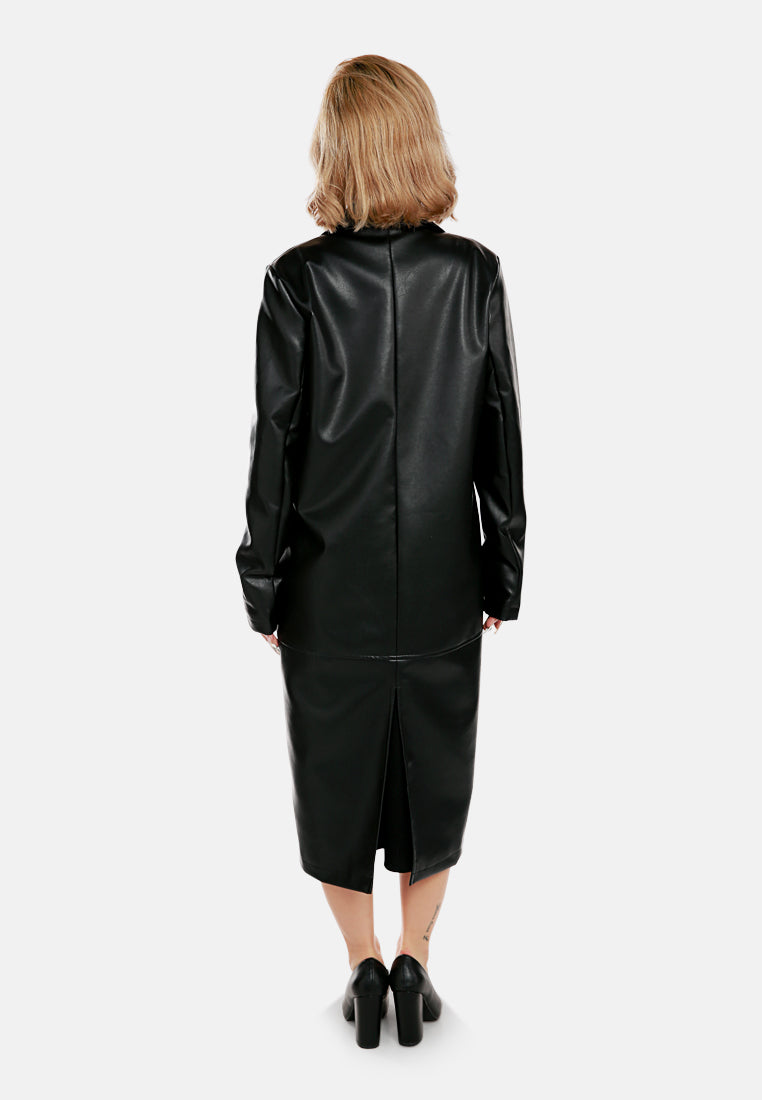 faux leather long coat by ruw#color_black