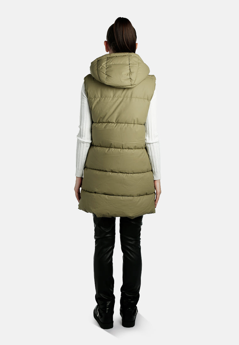 hooded sleeveless vest jumper by ruw#color_soft-olive