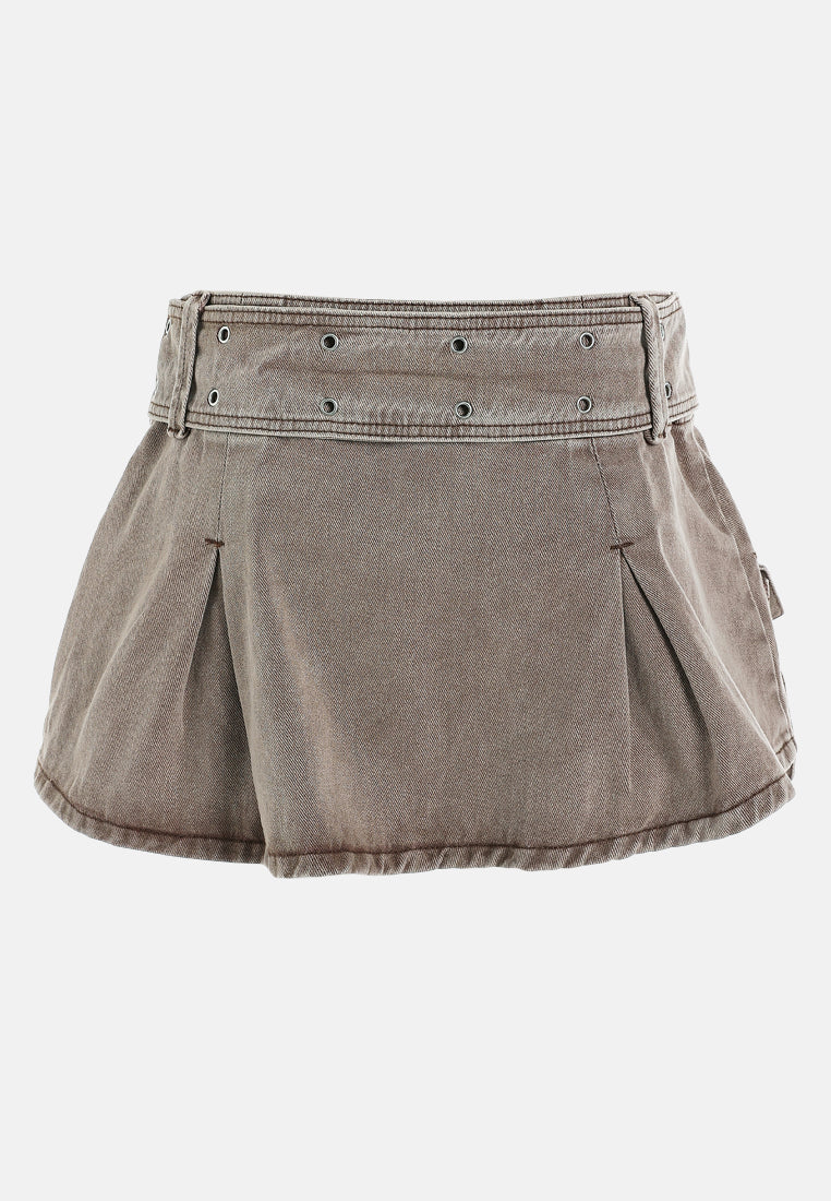 mini pleated cargo skirt by ruw#color_cafe