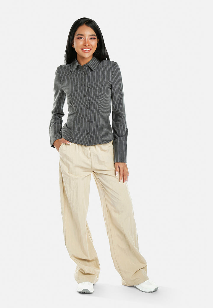 Elasticated Flared Pants#color_stone