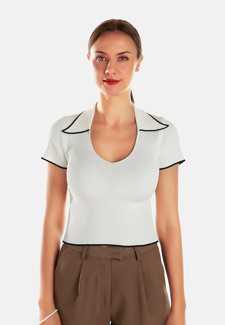 deep scoop neck polo tshirt by ruw#color_off-white