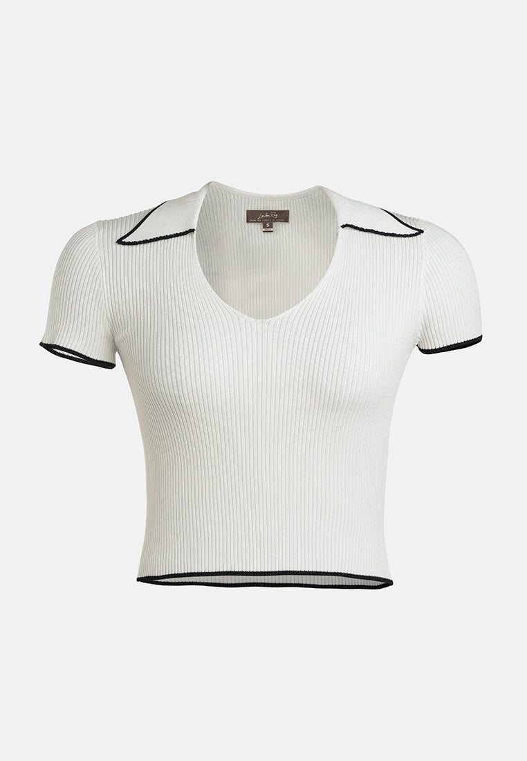 deep scoop neck polo tshirt by ruw#color_off-white