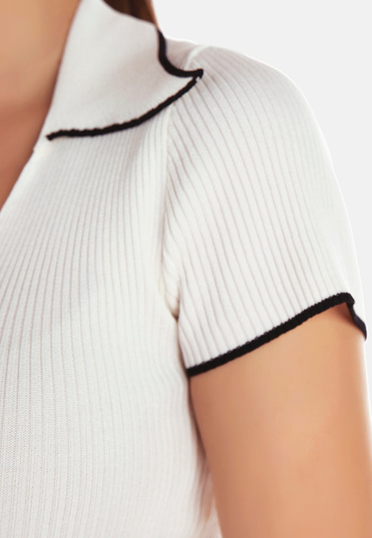 deep scoop neck polo tshirt by ruw#color_off-white