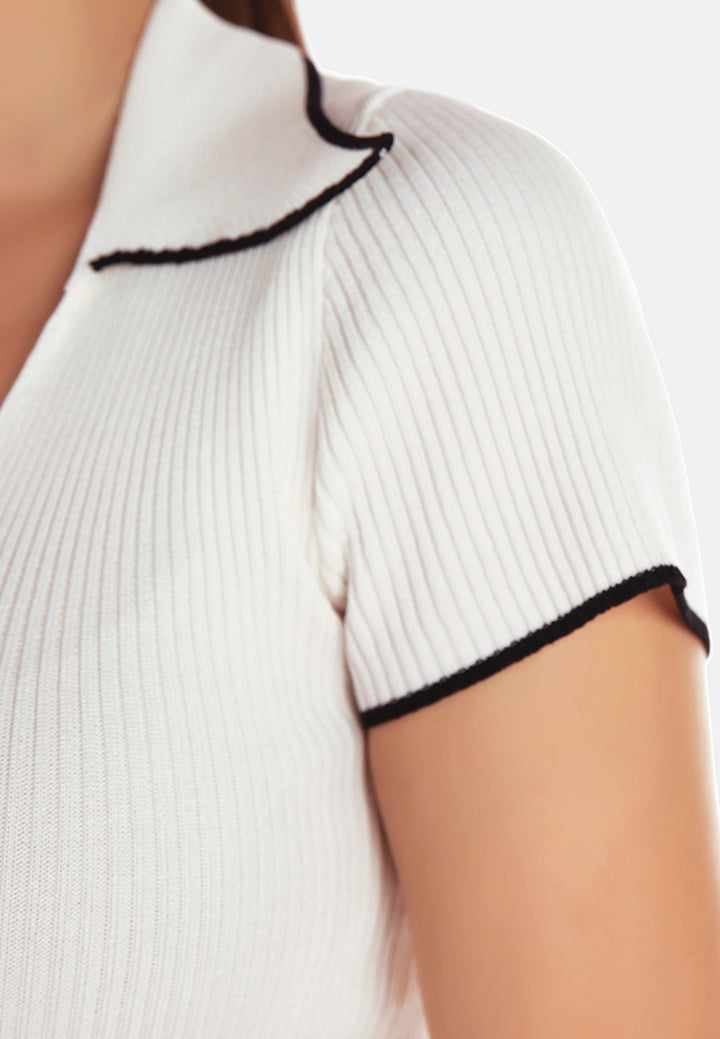 deep scoop neck polo tshirt by ruw#color_off-white