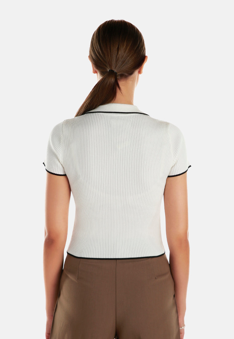 deep scoop neck polo tshirt by ruw#color_off-white