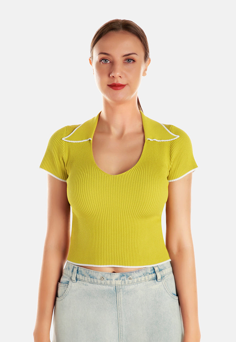 deep scoop neck polo tshirt by ruw#color_yellow