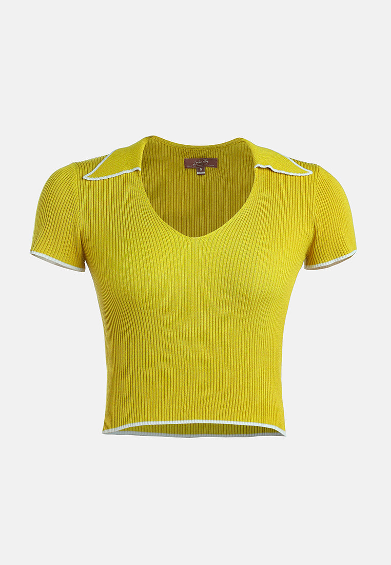deep scoop neck polo tshirt by ruw#color_yellow