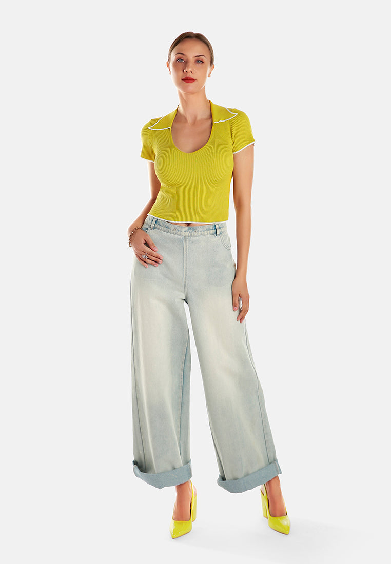 deep scoop neck polo tshirt by ruw#color_yellow