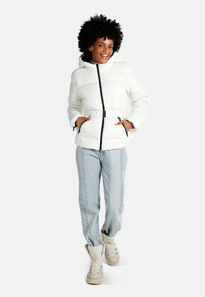 Quilted Hood Puffer Jacket#color_off-white