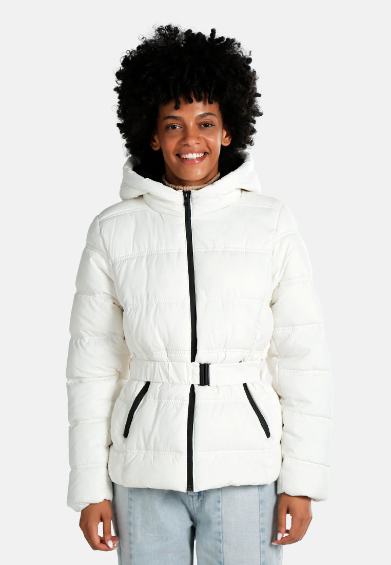 Quilted Hood Puffer Jacket#color_off-white